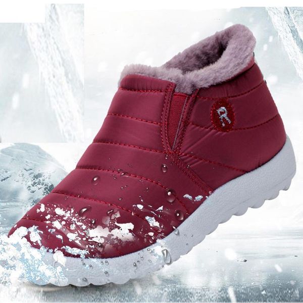 

boots women winter warm down snow for ankle waterproof fashion plush fluffy casual non-slip booties1, Black