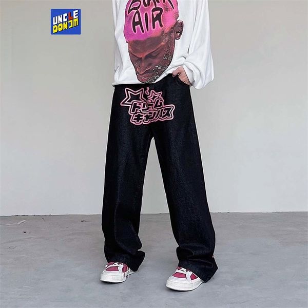 

uncledonjm baggy jeans street fashion distressed hip hop men designer for goth clothes black 220217, Blue