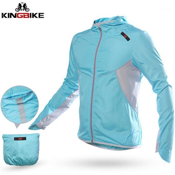 

kingbike men women quick dry cycling hiking jacket sun&uv protection coats outdoor sport windproof skin thin jersey green1, Black;red