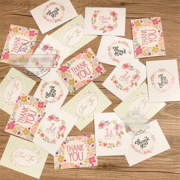 

100pcs lovely new arrival romantic paper flower party gift favors christmas new year thank you greeting card for guest customer