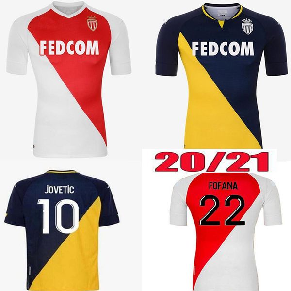 

2020 2021 as monaco ben yedder soccer jerseys jovetic golovin 20 21 maillot de foot flocage jorge men football shirt, Black;yellow