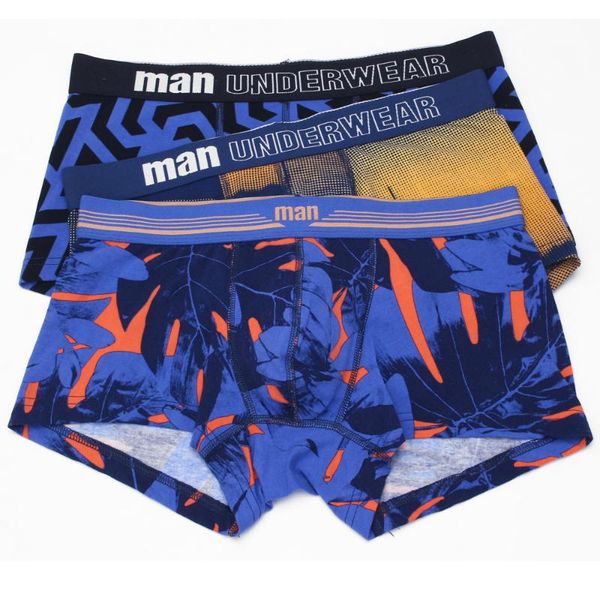 

underpants male print cotton mid-rise seamless boyshort men's panties underwear men boxer shorts -3xl mix color 6pcs/lot c502, Black;white