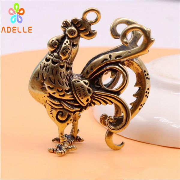 

christmas decorations 100% solid brass cock vintage chicken carving handmade keyring car accessory diy jelwery pendant gift finding 1