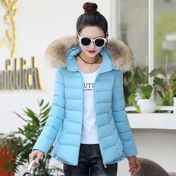 

2021 new coat parka cotton leather collar with hood heavy jacket winter women's coats parkas skirt mujer wxf502 ck23, Black