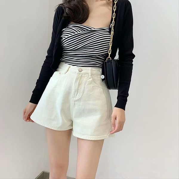 

women's wear summer new fashion apricot denim shorts in 2019, Blue