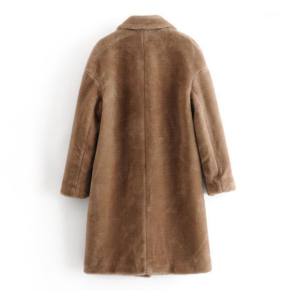 

womens coat ladies faux outwear long jacket loose street style warm overcoat autumn winter1, Black