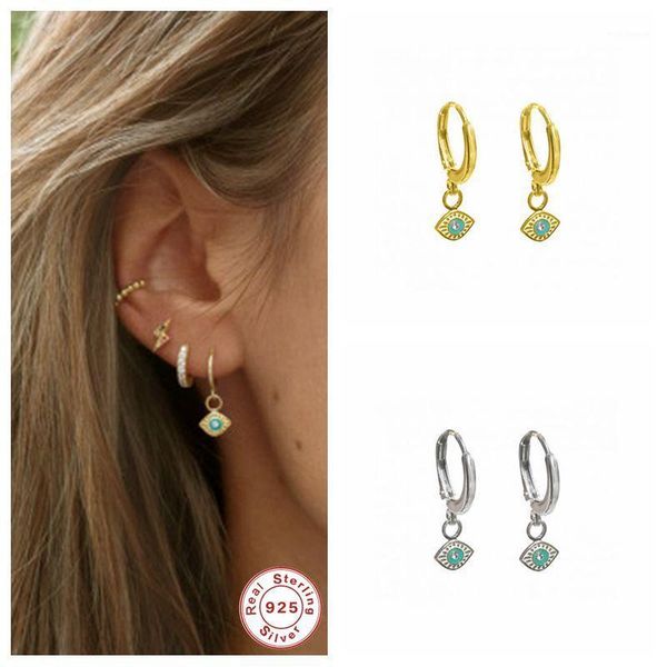 

hoop & huggie 2021 woman earrings 925 sterling silver huggies dripping oil cartilage earring for valentine's day christmas gift1, Golden;silver