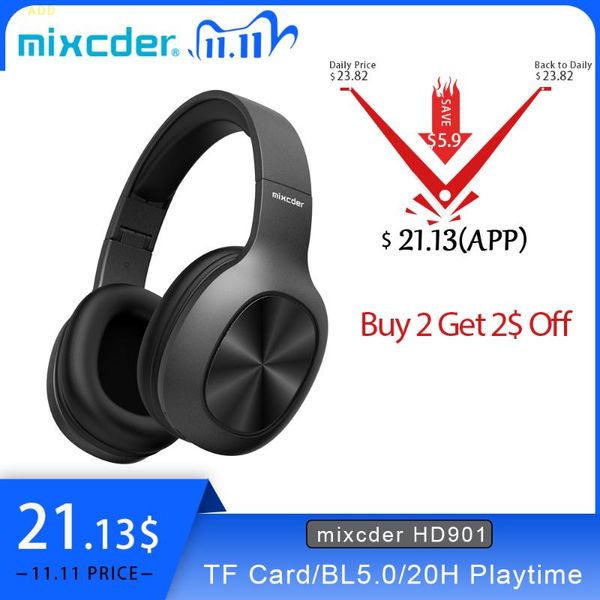 

headphones & earphones mixcder hd901 wireless bluetooth 5.0 tf card headset over ear earbuds with microphone for sports music