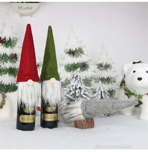 

a-new gift decorations santa claus glass bottle set christmas champagne decoration wine bag owc2875