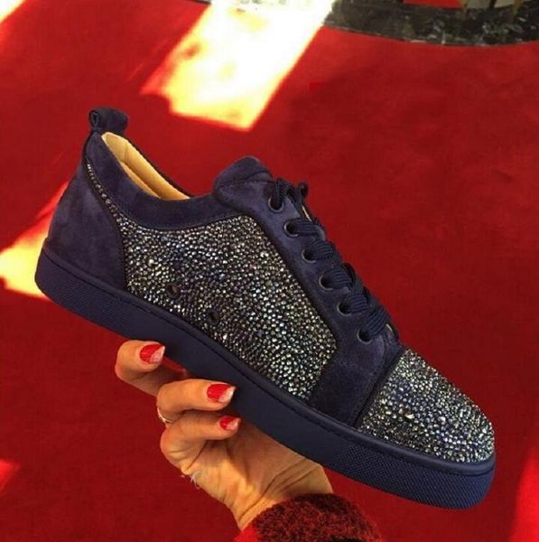 

originals box]luxury rantulow black strass calf red bottom junior sneakers shoes low men brand casual outdoor women's sports that rock