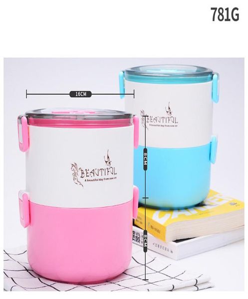

новый контейнер еды lunch box из нержавеющей стали 1 2 3 layer школа cute bento box для детей хранения портативный закуска посуда bbyrix