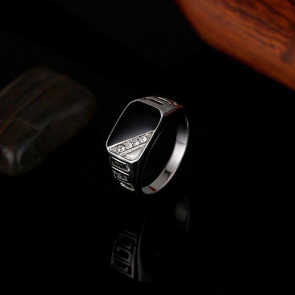 

selling ring drop oil rings classic square fashion men's business wear gold ring alloy gemstone jewelry linka, Silver