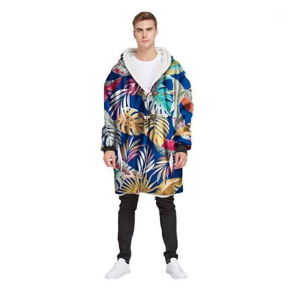 

men's jackets men's winter hooded 3d printed jacket thick warm stylish wild jacket#g31, Black;brown
