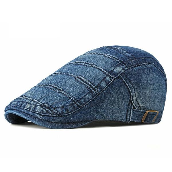 

2020 autumn jeans beret hat for men women casual denim beret cap fitted sun cabbie flat cap gorras 039, Blue;gray