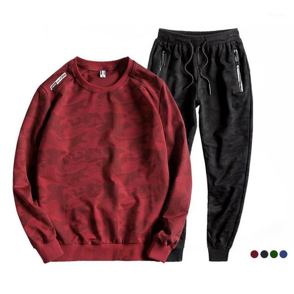

spring and autumn men's camouflage sports suit male casual tracksuit men 2 piece sweatshirt + sweatpants set plus size xs-10xl1 men&#03, Gray