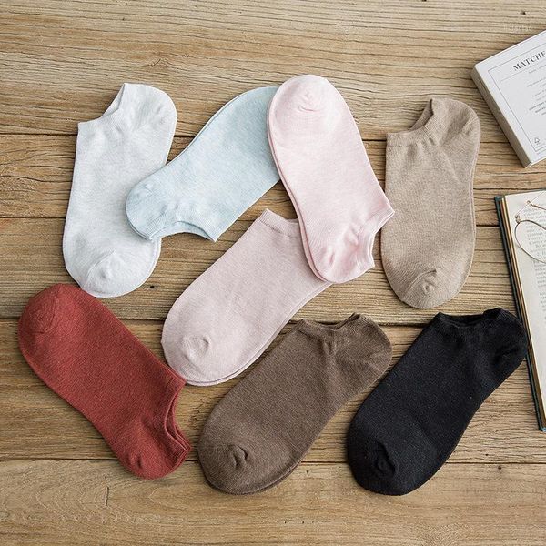 

2019 fashion ladies harajuku 100% cotton socks candy color comfortable ladies ankle socks summer short1, Black;white