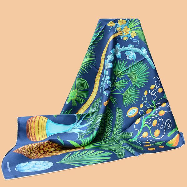 

huajun 2 магазин || унисекс щедрый и просто «индекс palmarum» 90 шелк квадратный шарф саржевого шарф ручной работы принт керлинг 201018, Blue;gray