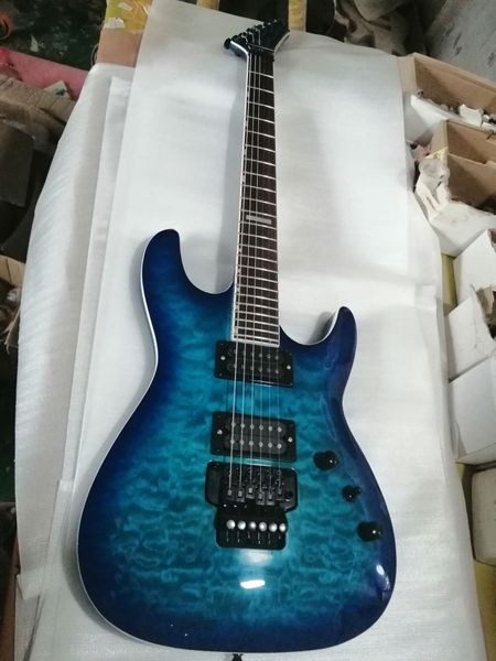 Benutzerdefinierte HORIZON II Blue Burst E-Gitarre, schwarze Tremolo-Systembrücke, China-Made-Gitarre