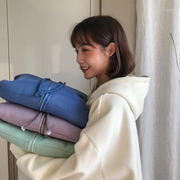 

women autumn winter hoodie coats warm zipper jacket casual clothing female coat1, Black