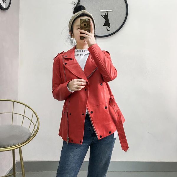 

2020 real genuine leather jacket women autumn jacket women sheepskin coat spring biker female coats 8959wpy137, Black