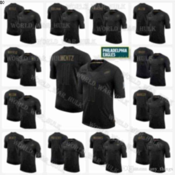 

philadelphia eagles jersey custom black 2020 salute to service 26 miles sanders brian dawkins carson wentz jalen hurts reagor, Black;red