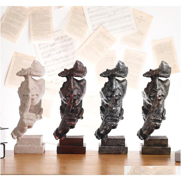 

resin american retro creative silence is gold abstract sculpture craft decoration for office living room sqcxmu bdehair, White