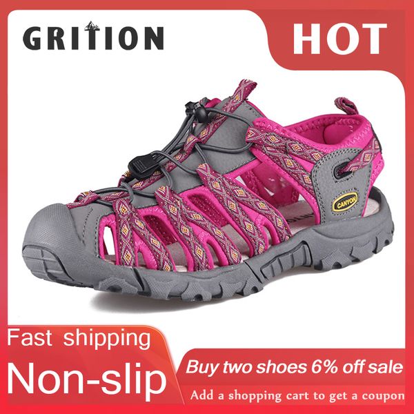 

grition women platform wedge beach sandals trekking ladys nubuck leather shoes summer outdoor flat casual sport sandals big size 0928, Black