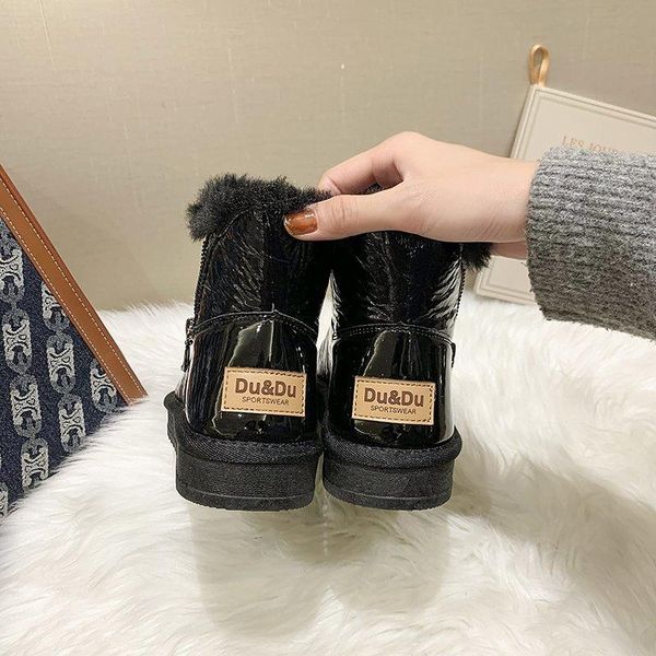 

fur snow boots 2020 winter new short tube waterproof wool boots non-slip cute female cotton plus velvet, Black