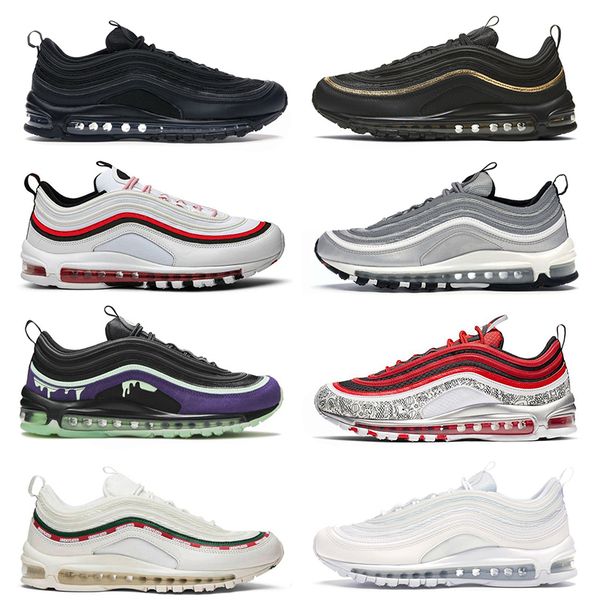 

2021 mens running shoes 97 cushion 97s trainers triple black air airmax max halloween worldwide silver red womens sneakers
