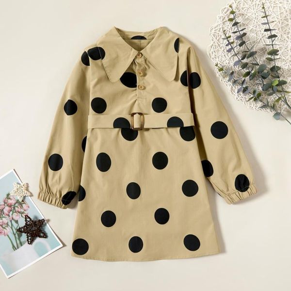 

stylish polka dots button strappy lapel collar longsleeves dress1, Blue;gray