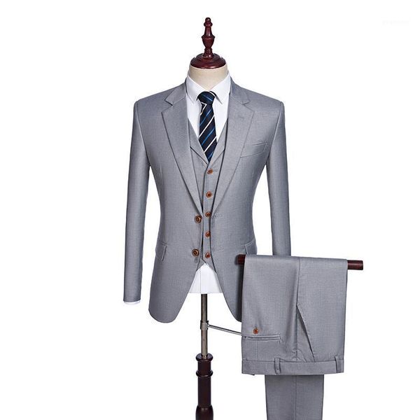 

custom made groomsmen notch lapel groom tuxedos light grey men suits wedding man blazer (jacket+pants+vest)1, White;black