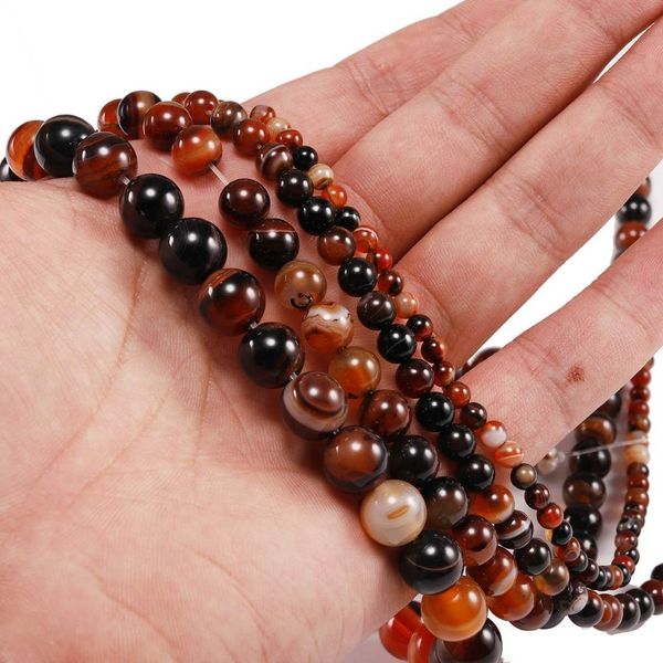 

bulk wholesale 4 6 8 10 12 mm claret natural stone stripe agates onyx round loose beads for jewelry making diy h qylipg, Silver