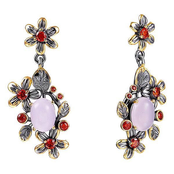 

sweet dangle earrings pink red color small 2 tone flower jewellery fast shipping elegant jewelry drop earring, Silver
