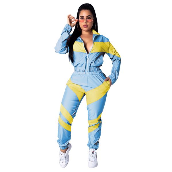 

panelled designer womens tracksuits casual cardigan sports two piece set fashion lepal neck two piece pants, Gray