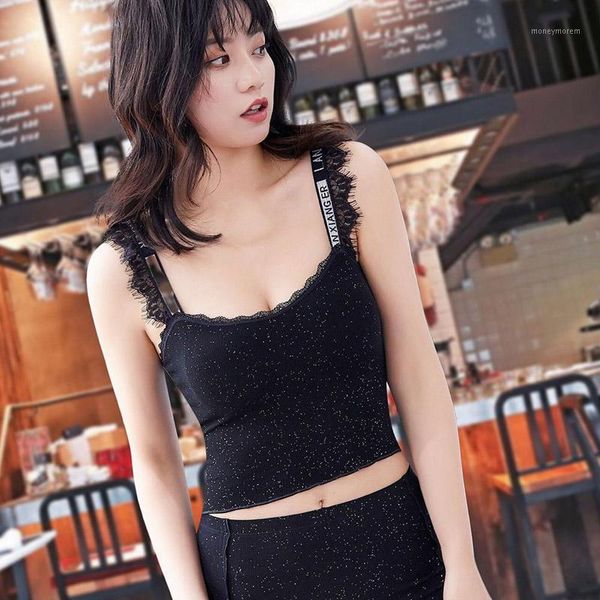 

camisoles & tanks women letter straps tank padded underwear summer fashion slim camisole 1, Black;white