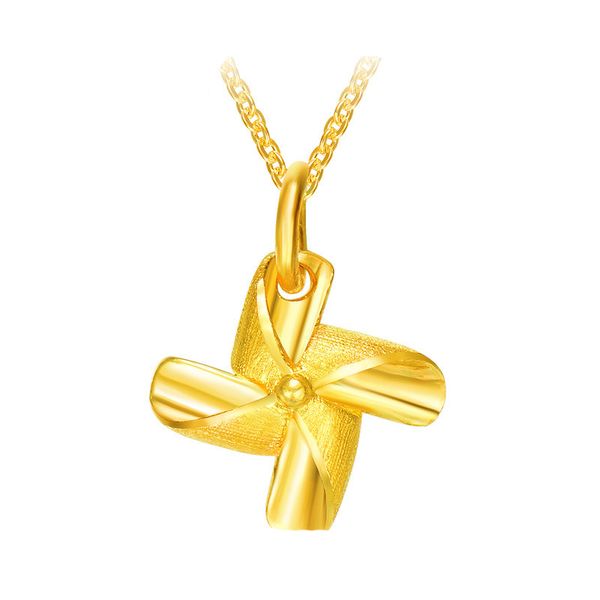

pure 24k yellow gold pendant women 999 gold windmill pendant 0927, Silver