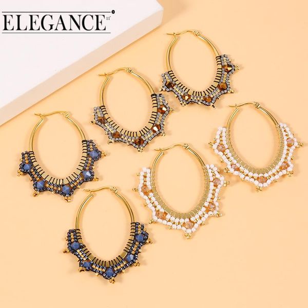 

elegance bohemia handmade colorful circle beads drop earrings for women luxury round statement jewelry gifts wedding jewelry, Golden;silver