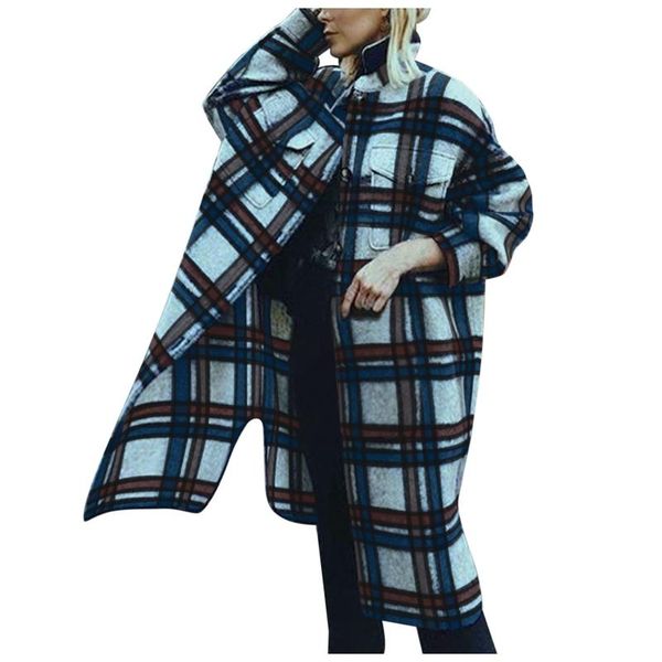 

women's casual plaid loose coat coat elegant woman solid color long sleeve winter solid color coats plus size 2021, Black