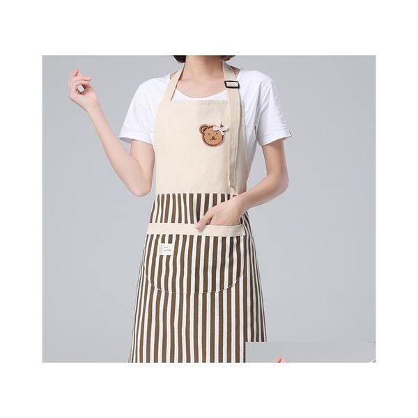 

striped apron for kitchen adjustable cotton linen aprons for woman chef apron baking accessories comm jllrih comb2010