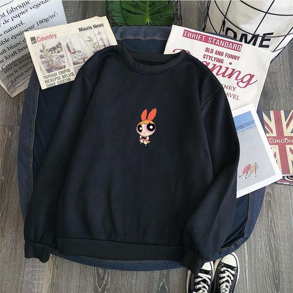 

мощность панк девушка печататься blossom пузыри, buttercups лучшего friendsweatshirt мультфильм печать толстовки девушки осенью мода топа, Black