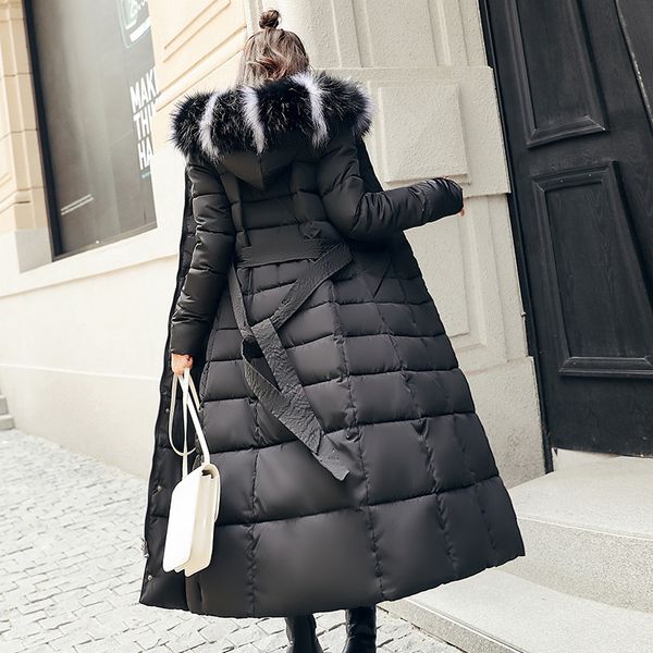 

2021 new winter coat women long thick warm parka coat women fashion slim cotton padded fur collar outwear warm jacket ugr0, Black