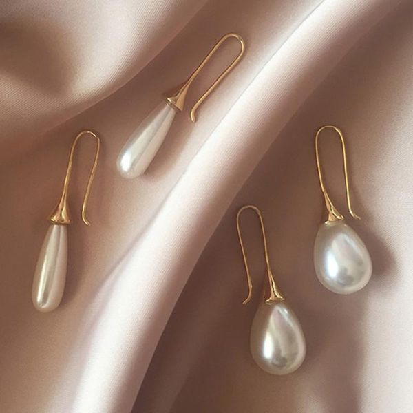 

dangle & chandelier korean simulated pearl shell earrings elegant gold color long drop sweet 2021 jewelry for women pendientes gifts o4p730, Silver