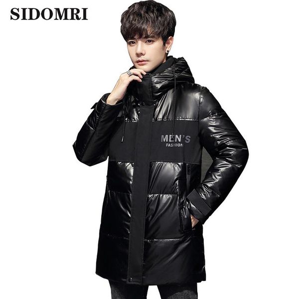 

men's long down jacket t new trend gloosy color asual fashion down coat warm white jacket new arrival, Black