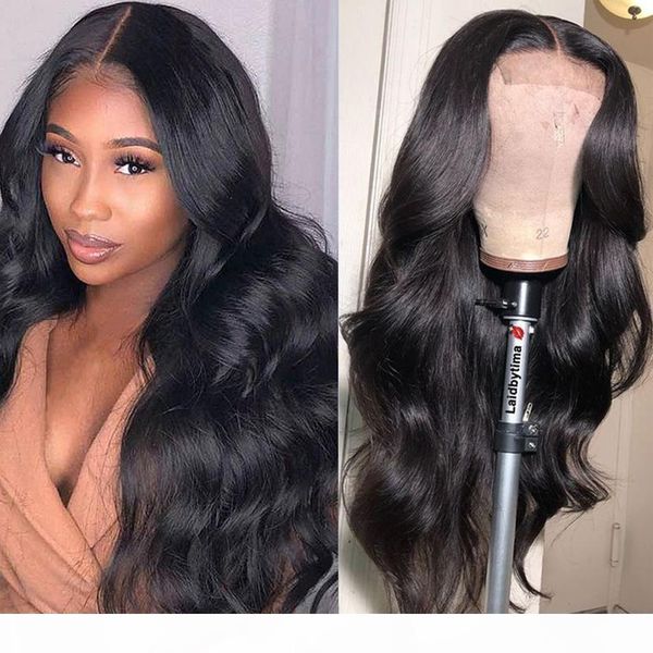 

quality peruvian virgin hair body wave 4x4 lace front closure human hair wigs for black women 150% density 30 inch long human hair, Black;brown