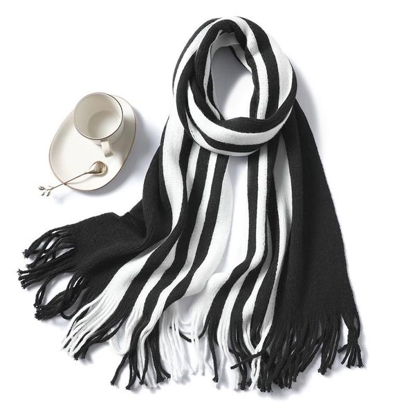 

fashion 2020 new women scarf winter warm neck knitted scarves long size with tassel lady shawls and wraps bandana foulard femme wmtlnf, Blue;gray