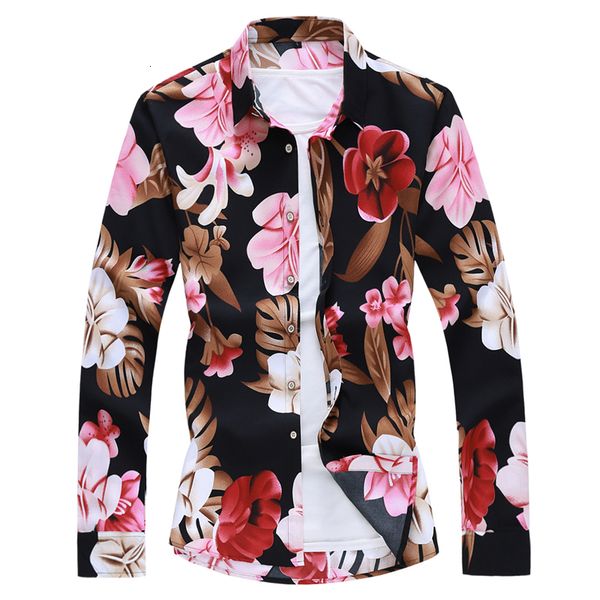 

2021 new fashion spring autumn fall long sleeve floral print shirts clothes w8p3, White;black