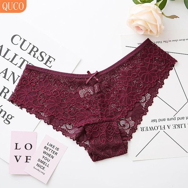 

quco brand lace panties for women underwear breathable soft lingerie female briefs panty transparent ladies underpants, Black;pink