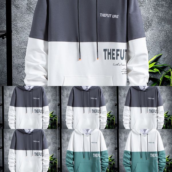 

2020 new autumn men's long sleeve t-shirt men's fashion label with bottom inside and hooded sweater outside coat t-shirt coat aidx, Black