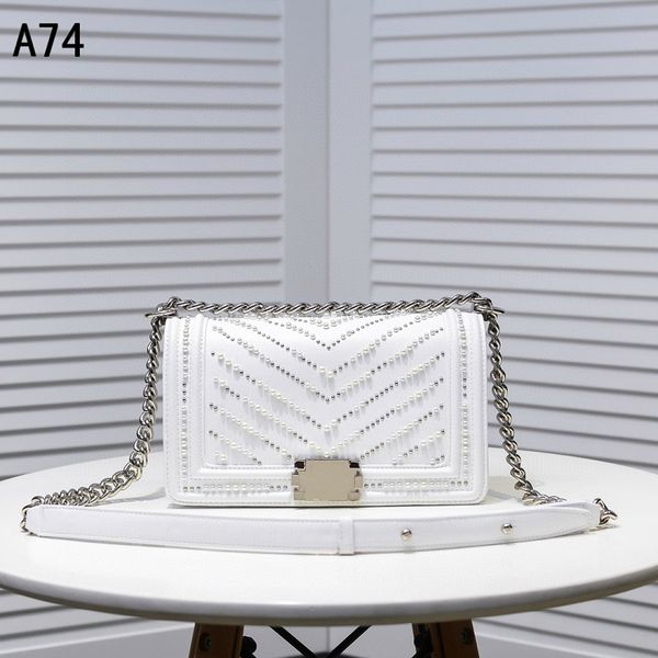 

classic handbags luxurys designers bags channel women bags fashion handbags919 chain shoulder bag pearl beaded calfskin & gold-metal white