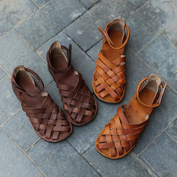 

handmade leather gladiator sandals women flat flip flops knitting sandals camel/coffee 0928, Black